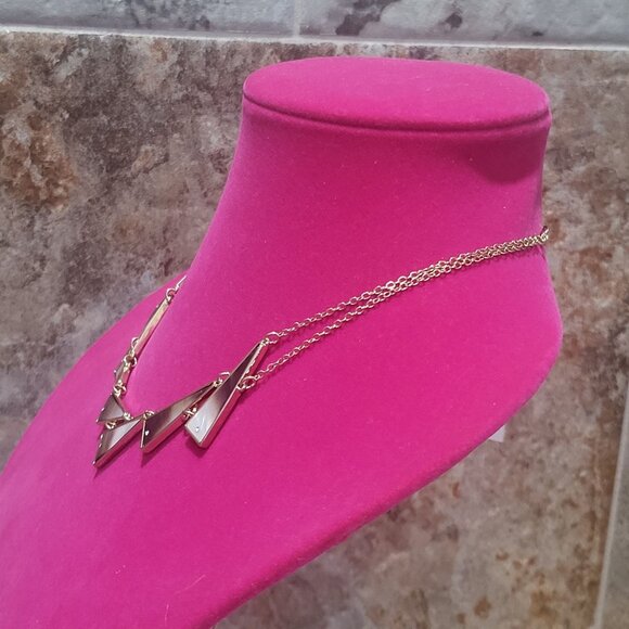 Park Lane Mother of Pearl Asymmetrical Triangle Gold tone Necklace - Picture 11 of 11